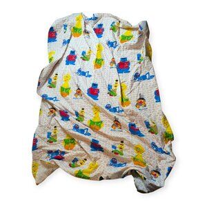 Vintage Burlington Ind. Sesame Street Quilted Blanket Rare 107" x 78" Big Bird